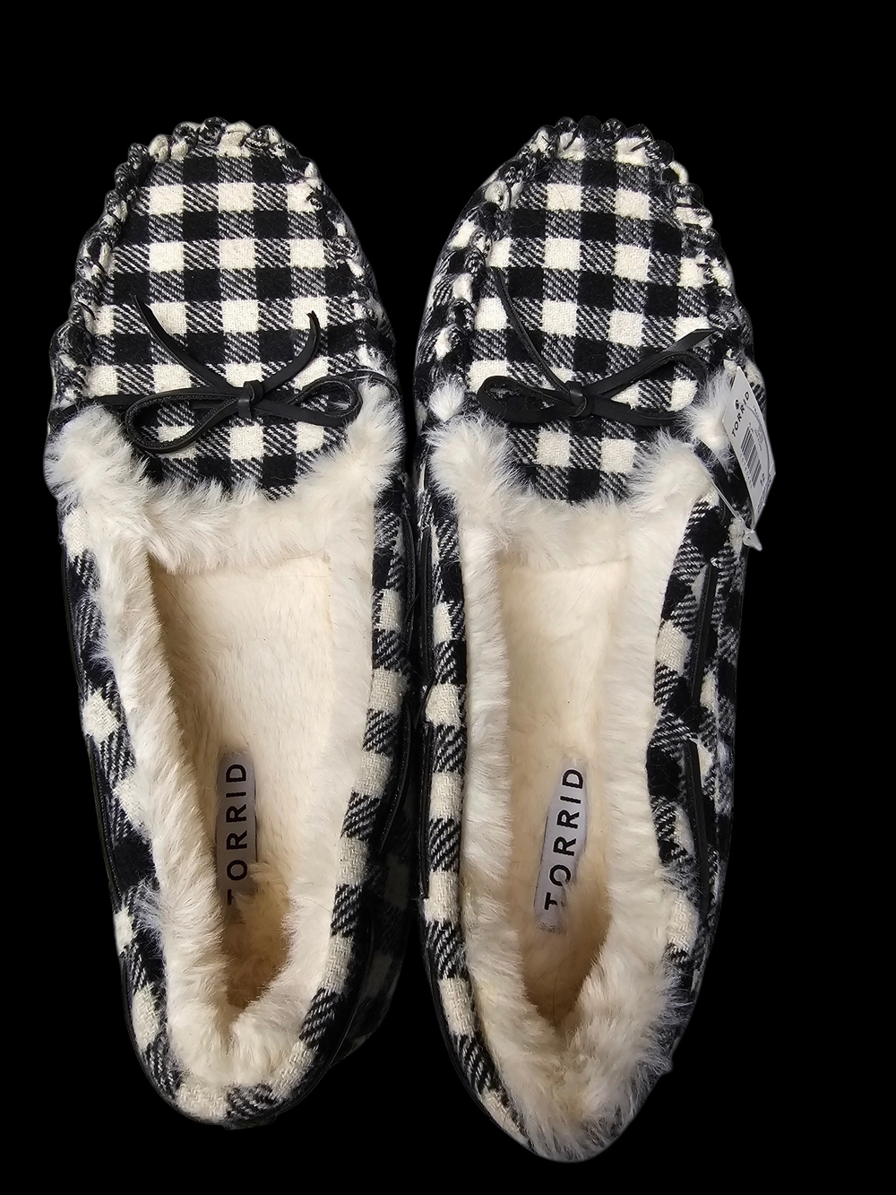 torrid Black & White Plaid Faux-Fur Lined Moccasins